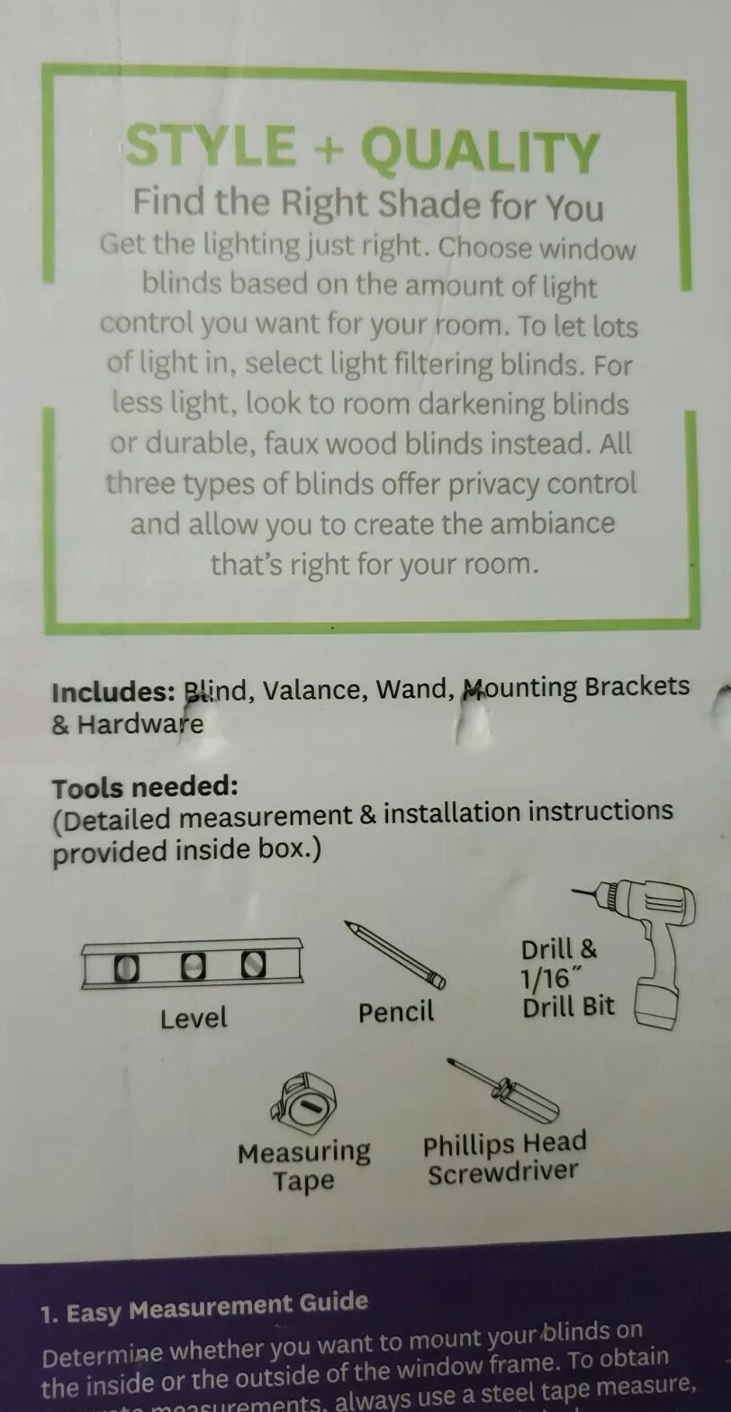 Better Homes & Gardens 2″ Faux Wood Cordless Blinds, White 47″Wx64″L New in Box