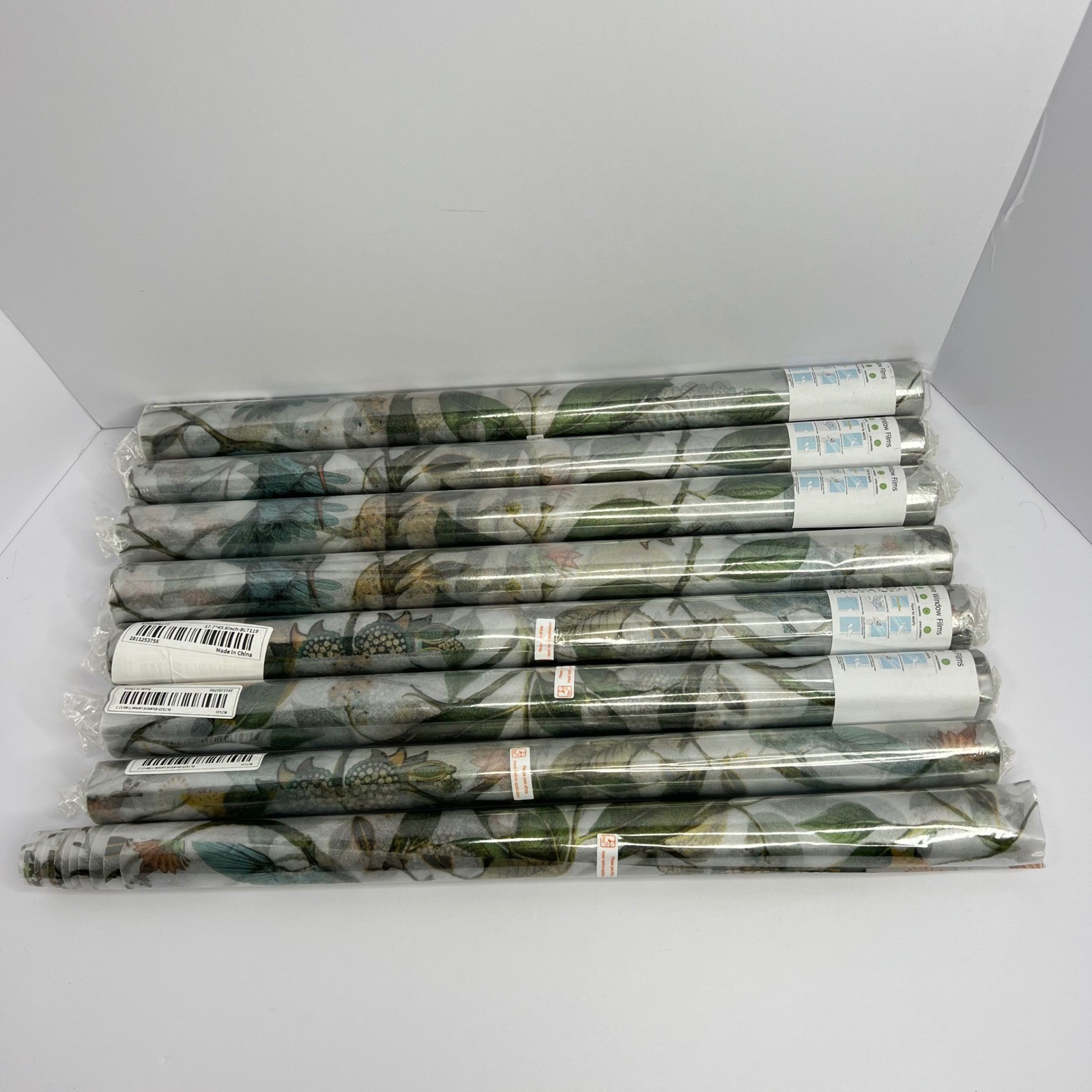 8 Rolls Floral Bird Static Cling Window Film Lemons Bluebirds Removable Reusable