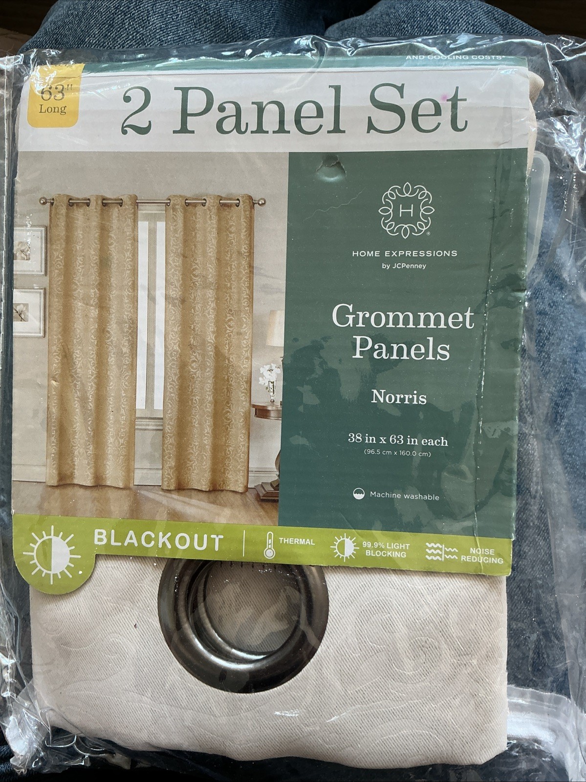PAIR Insulated Lined Thermal Curtains Drapes Grommet Beige Ivory Norris 38 X 63
