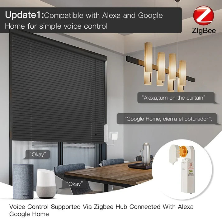 MOES ZigBee Smart Curtain Motor Roller Blinds Shutter Drive DIY With Solar Panel