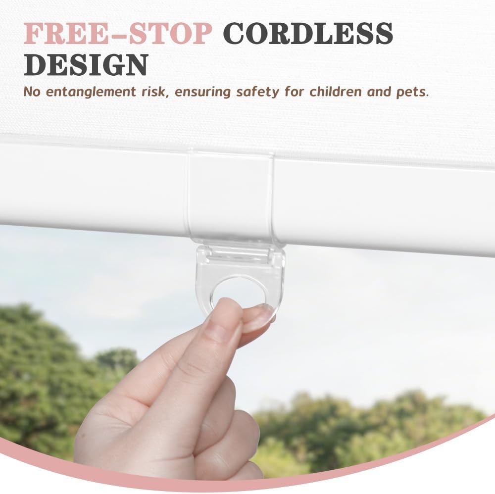 Cordless Zebra Blinds for Windows, 60% Shading Zebra Shades, Free-Stop French