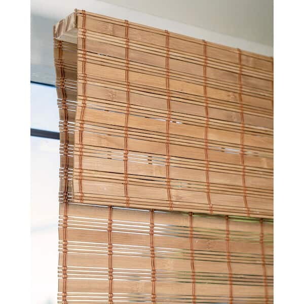Chicology Cordless Light Filter Natural Woven Bamboo Roman Shade Brown Squirrel
