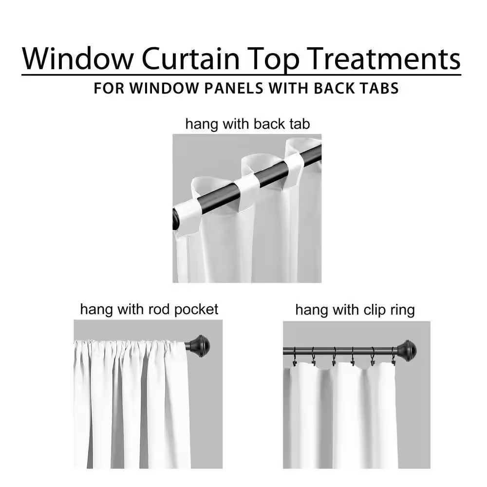 White Solid Tie Top Room Darkening Curtain – 38 In. W X 84 In. L (Set of 2)
