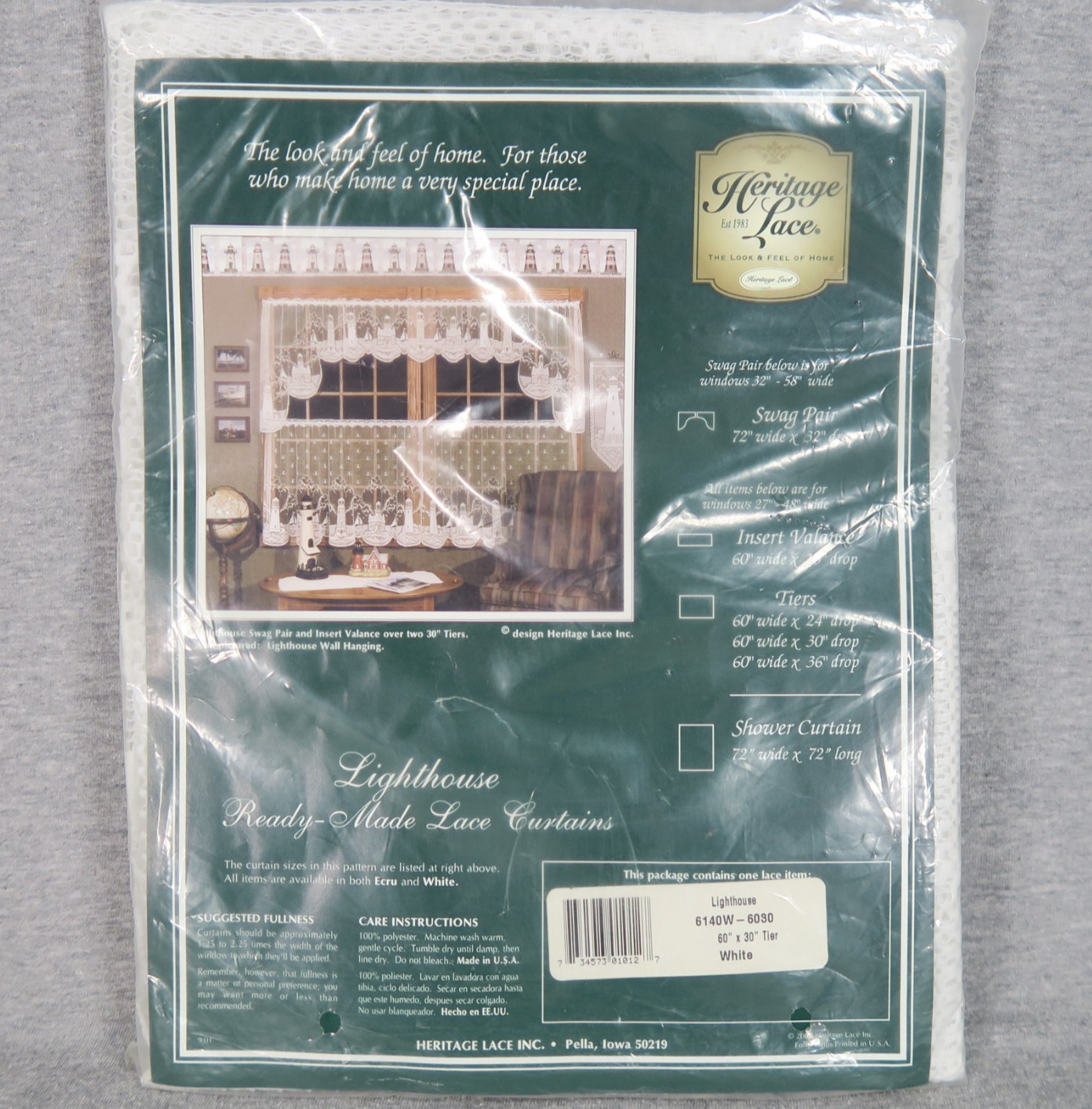 Heritage Lace White Lighthouse Tier 60″ x 30″ – 6140W-6030 – Made in the USA