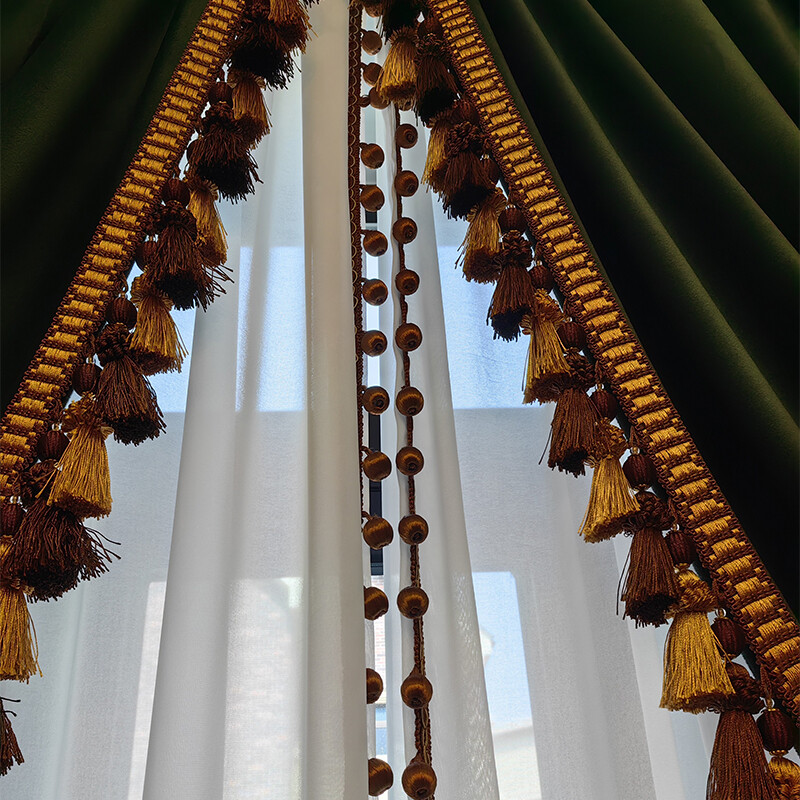 Custom Upscale dark green American velvet cloth blackout curtain drape C1878