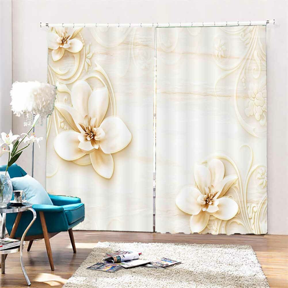 Many White Rhubarb 3D Curtain Blockout Photo Printing Curtains Drape Fabric