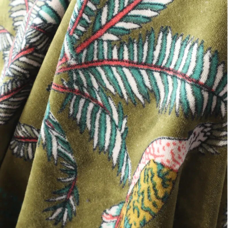 Green Velvet Curtain Drape Window Decor Door Curtain Blackout Luxury Curtain