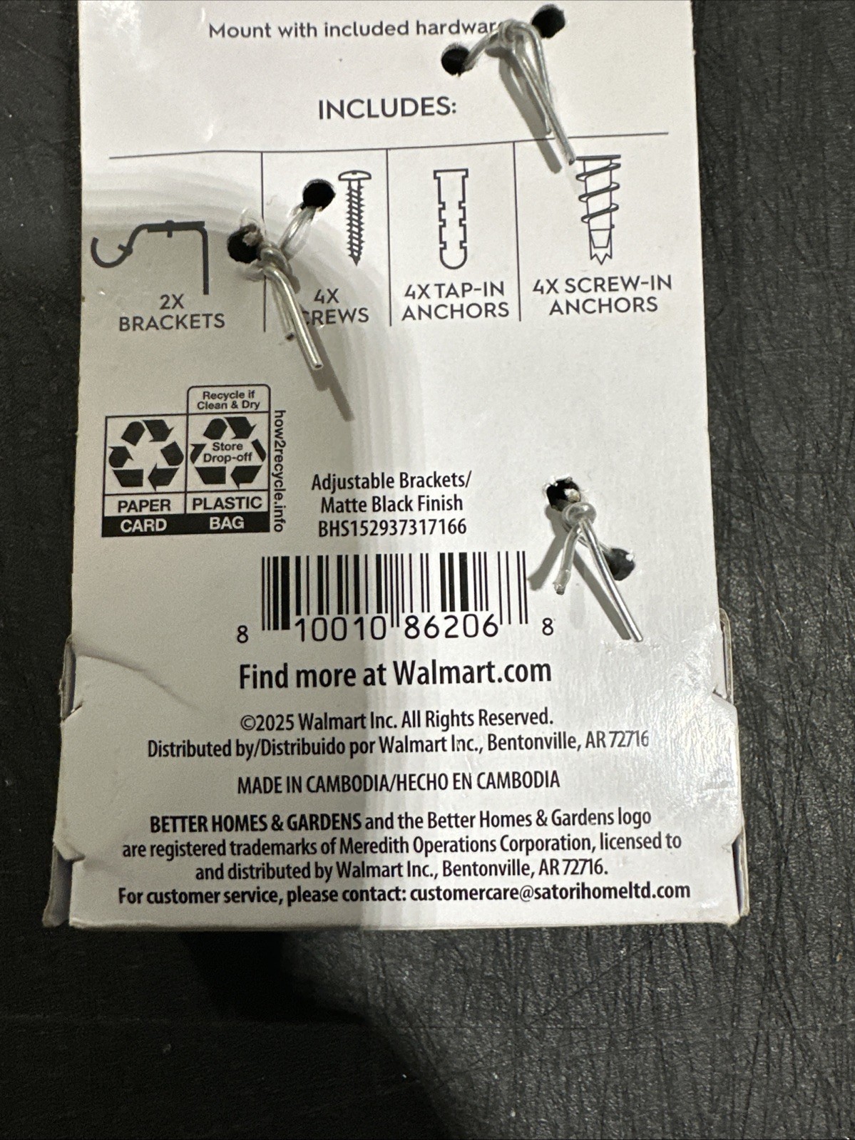 Better Homes Garden Matte Black Adjustable Brackets Fits Rods 3/4 To 1” New(42)