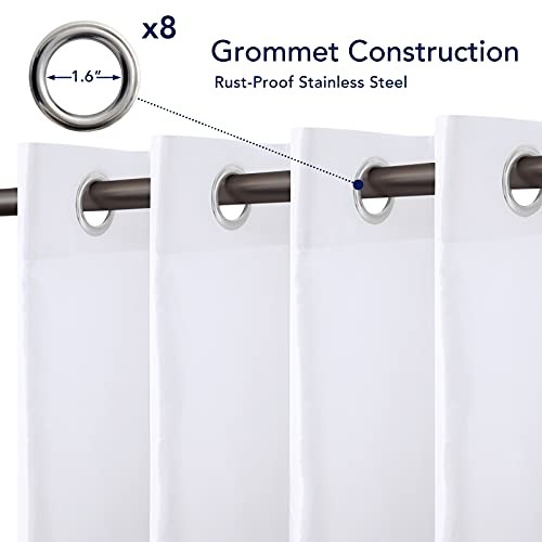 Outdoor Curtains for Patio Waterproof 52″W x 84″L (Pack of 1) White