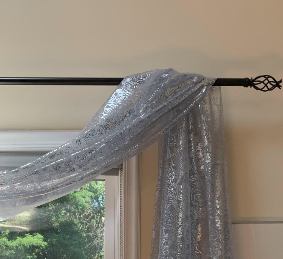 Window Metallic Floral Sheer Scarf Valance Sheer Curtain 6 Yard Scarf Valance