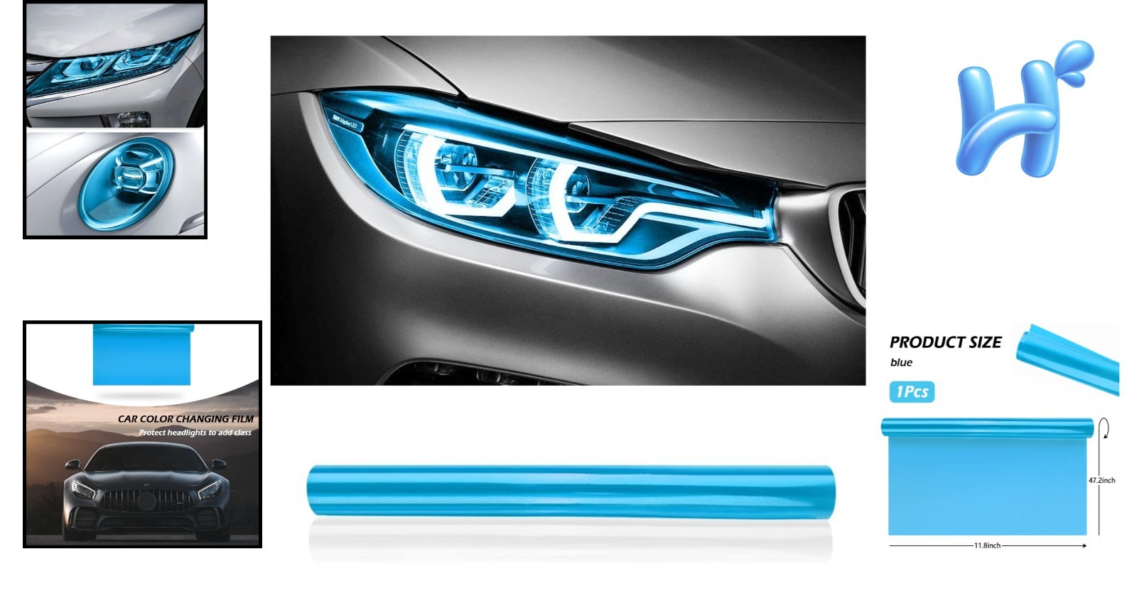 12×48 Inch Dark Blue Vinyl Tint Film – Protect & Decorate Your Lights