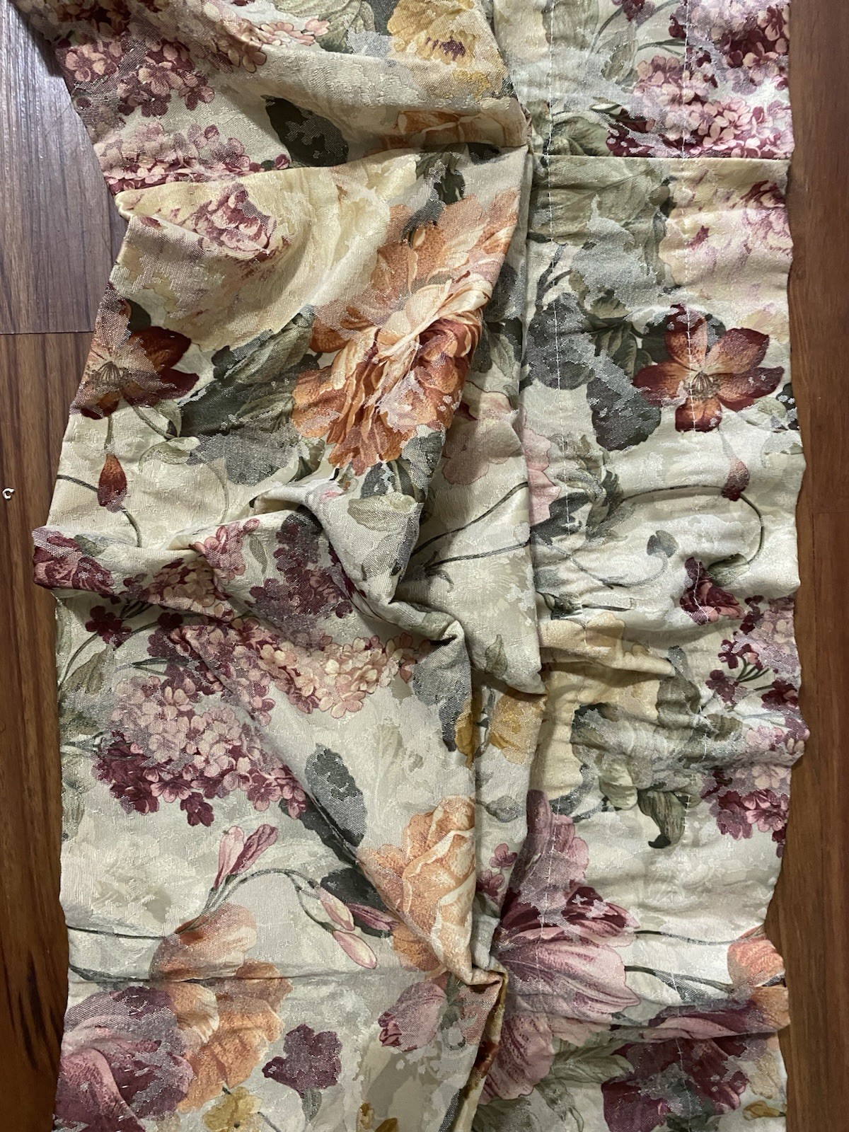 Burlington Monaco Valance Damask Jacquard Floral Gold Pink Green 18” x 80”