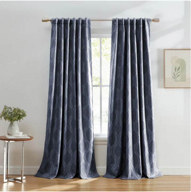 Silk Home – Mitchell Total Blackout Curtain Panel Pair – Navy Blue – 52″ × 96″