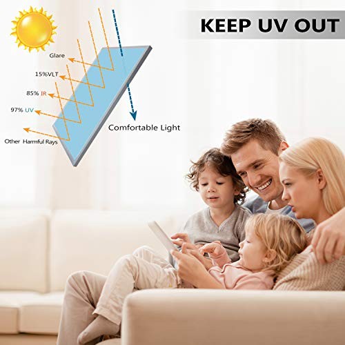Window Tint for Home, One Way Daytime Privacy 17.5 In x 6.5 Ft Silver Black