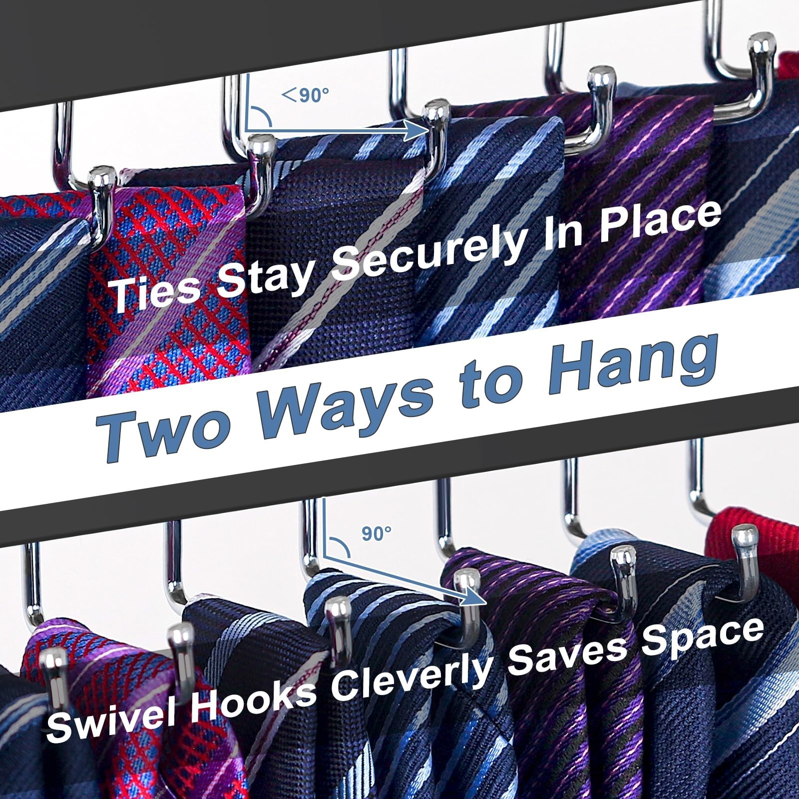 2 Pack Belt Hanger Wall Mount, Large Capacity Tie and Belt Organizer for Wall…