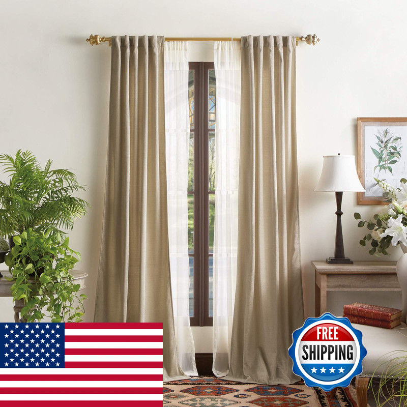 Martha Stewart Naples Chenille Solid Back Tab Window Curtain Panel Pair 95