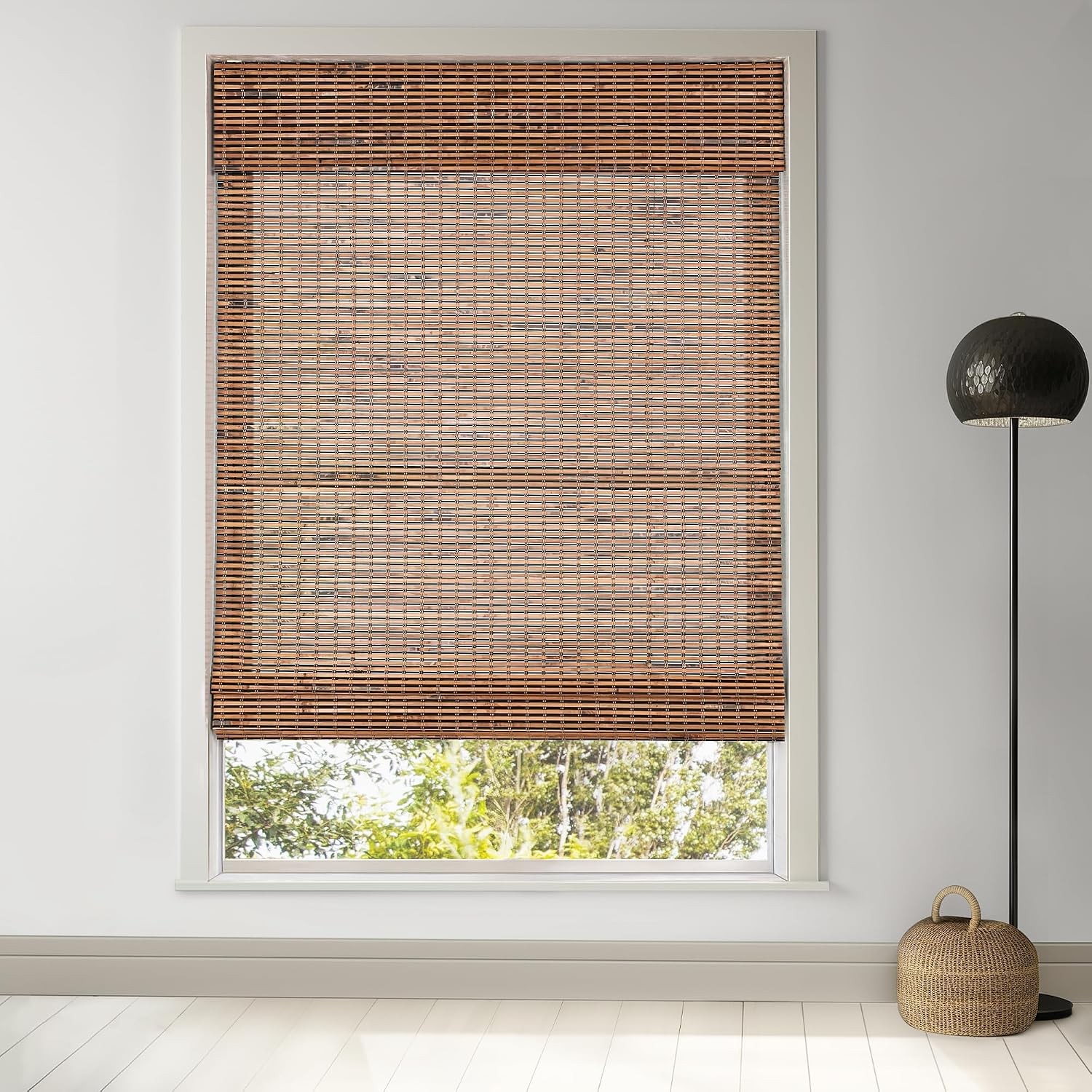 LazBlinds 22.5″x48″ Cordless Bamboo Roman Shade Light Filtering Natural Tatami W