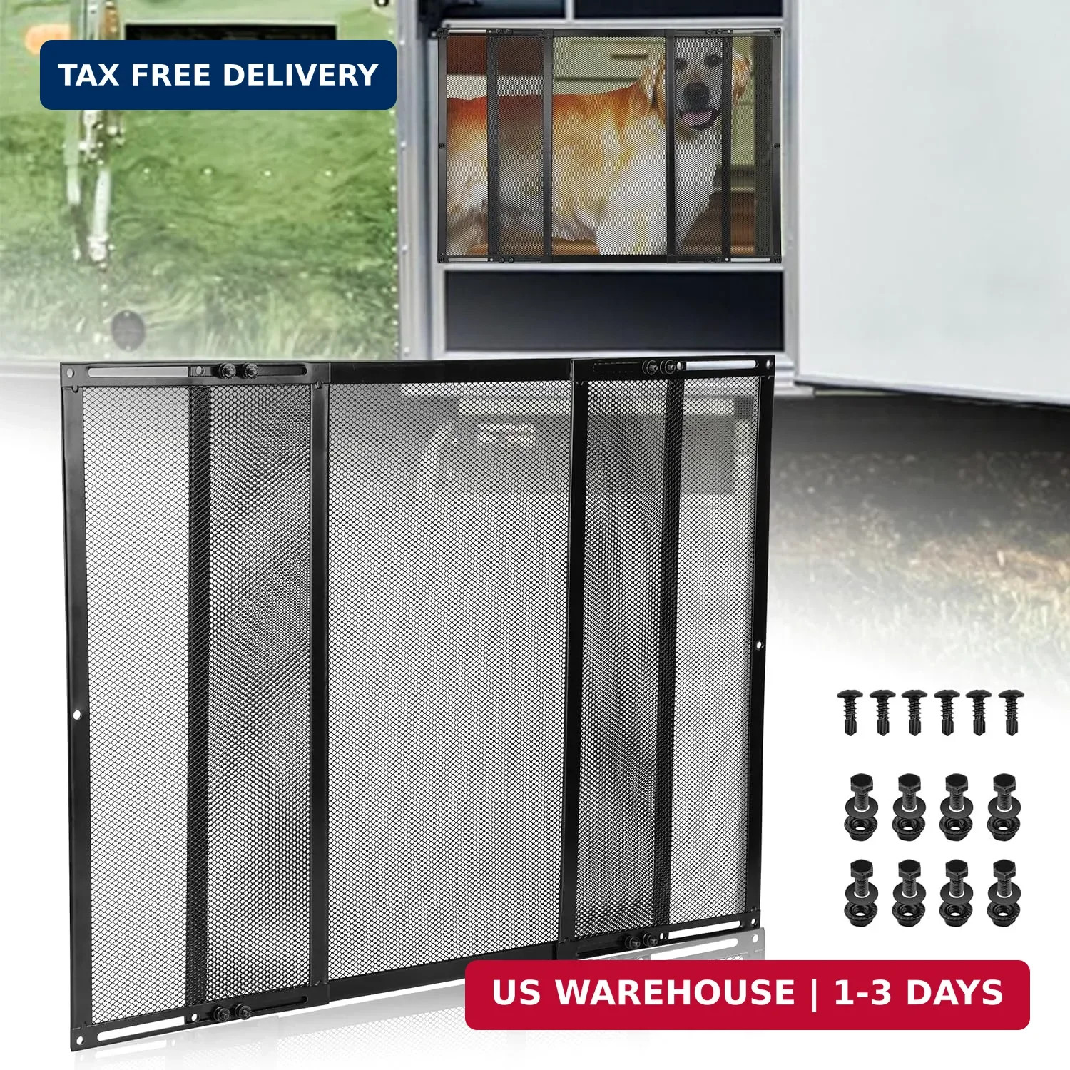 RVZONE Premium RV Screen Door Protector Adjusts from 21.5″- 35″, Lightweight RV