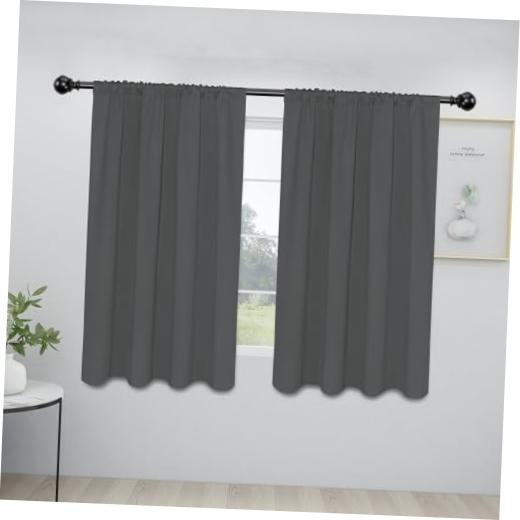 Rod Pocket Blackout Curtains for Bedroom, Room 42″W x 54″L (Pack of 2) Grey