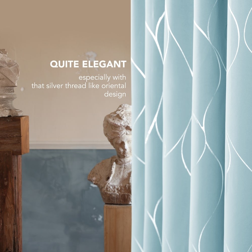 Deconovo Room Darkening Grommet Curtains with Liner, 2 Panels 51″WX62″L Sky Blue