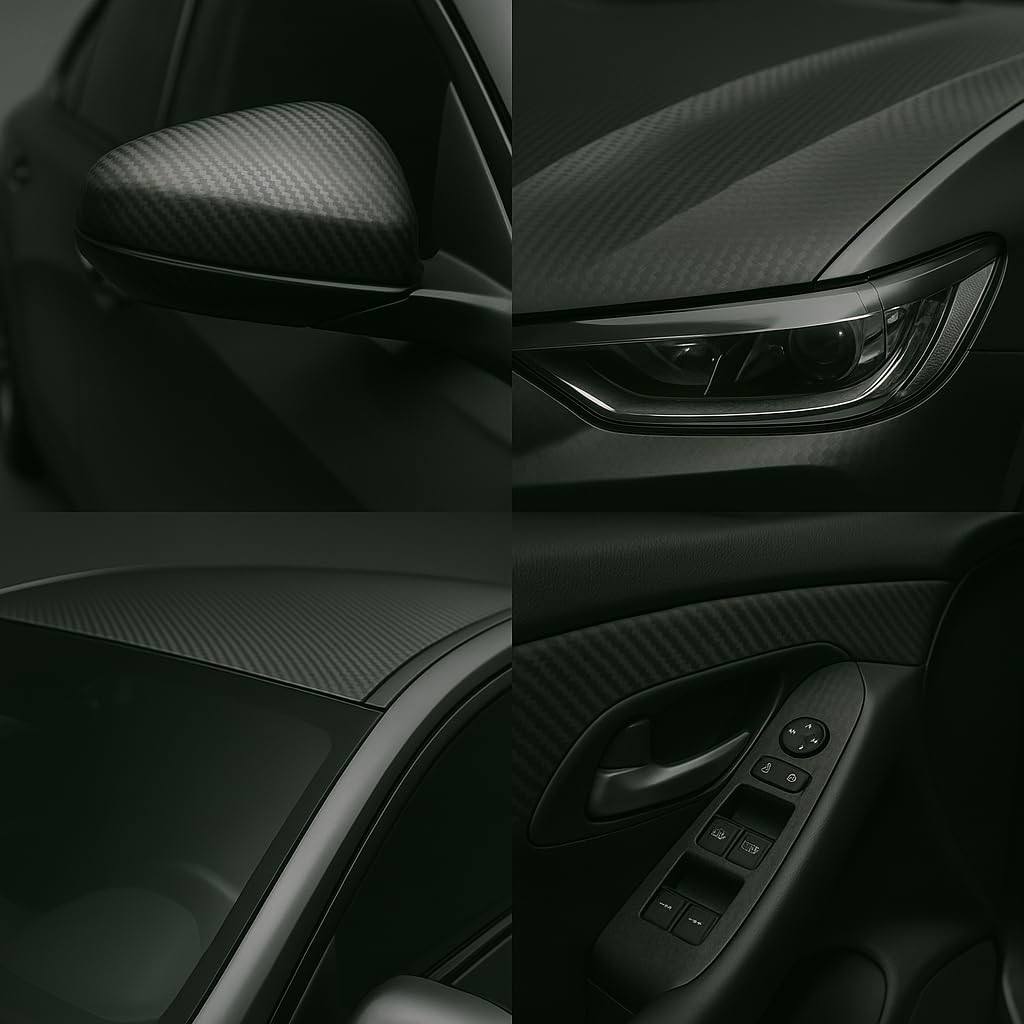 Rockrose 3D Matte 3D Black Carbon Fiber Vinyl Wrap Anti-Wrinkle Air Release