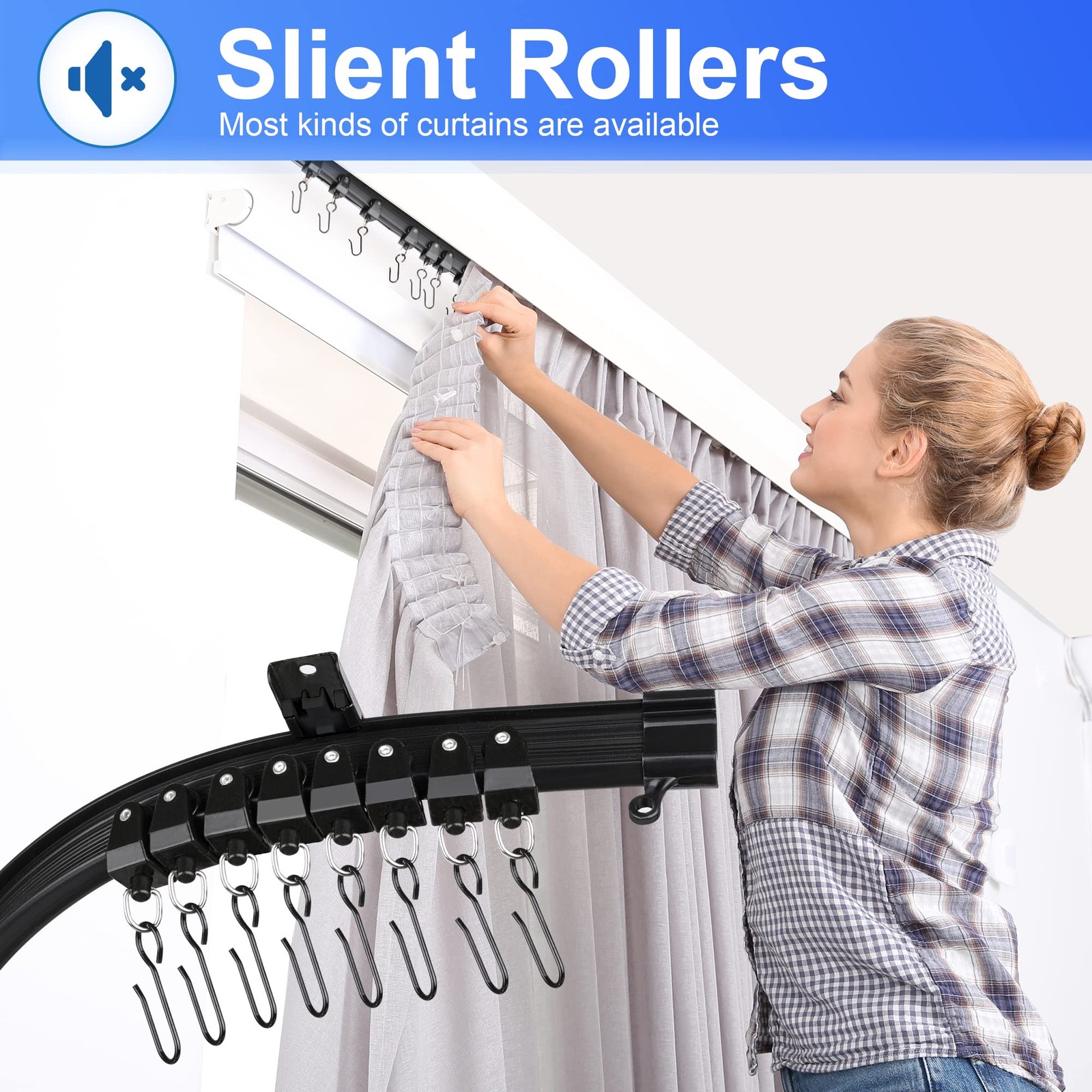 Black Flexible Bendable Ceiling Curtain Track, Curved Ceiling Track for Curta…