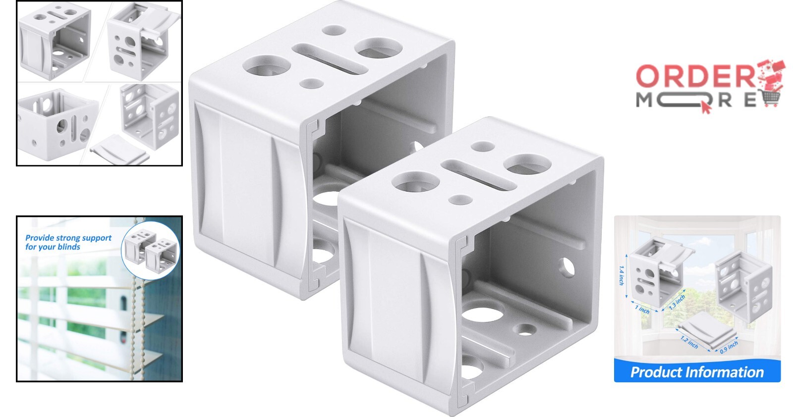 Lightweight 1-Inch Blind Brackets in White – Perfect for Indoor Installations