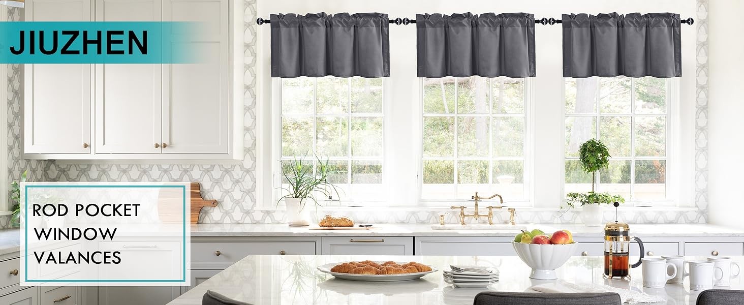 Valance Curtains for Kitchen/Living Room/Basement/Bathroom Window, Thermal