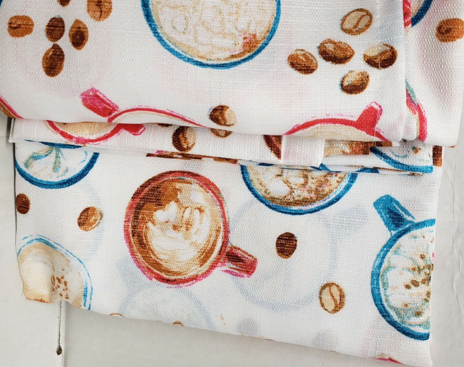 3 pc. Curtains Set: Valance (56″x14″) & 2 Tiers (28″x36″) COFFEE CUPS & BEANS,VC