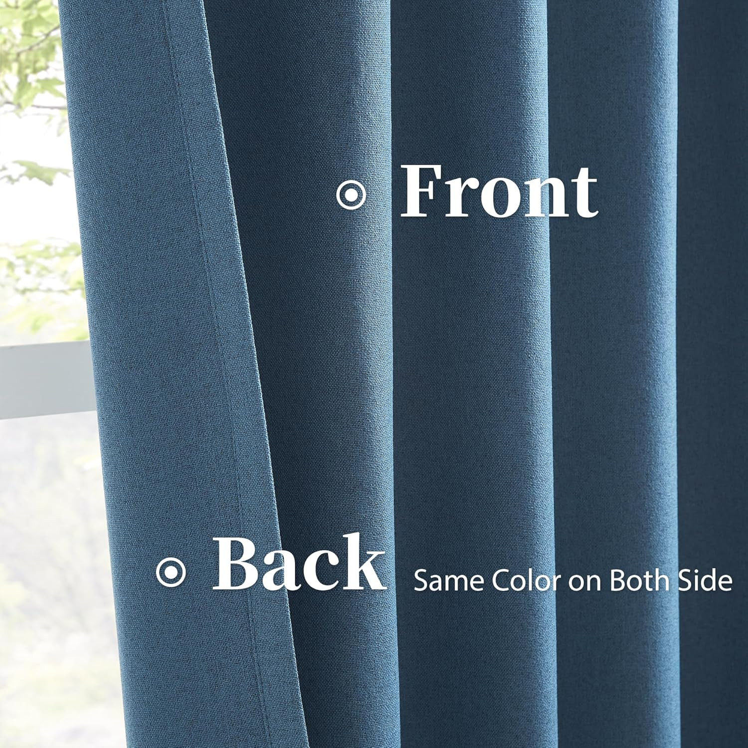 Blue Denim Back Tab Pleated Full Blackout Curtains 102″ Long, 2 Panels Set