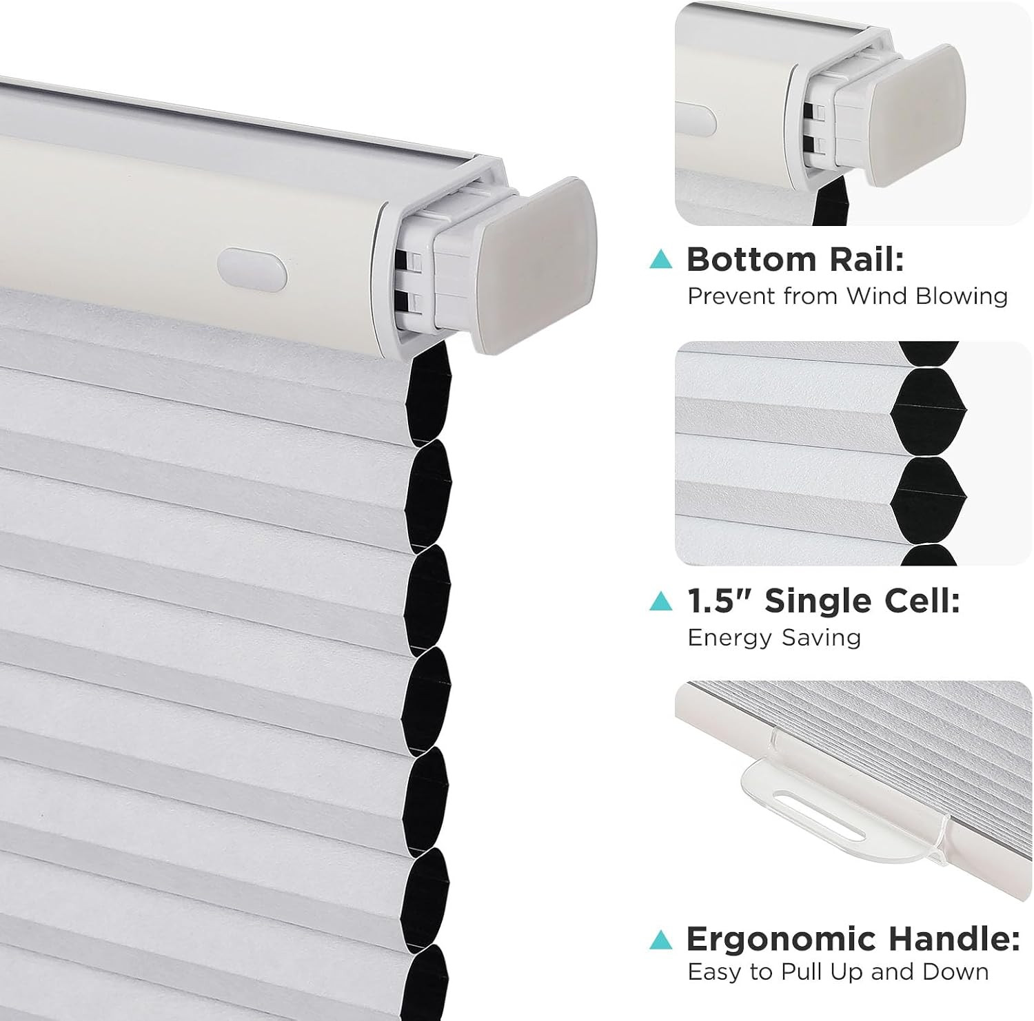 No Tools No Drill Window Blinds for Indoor Windows, Blackout Shades Cellula