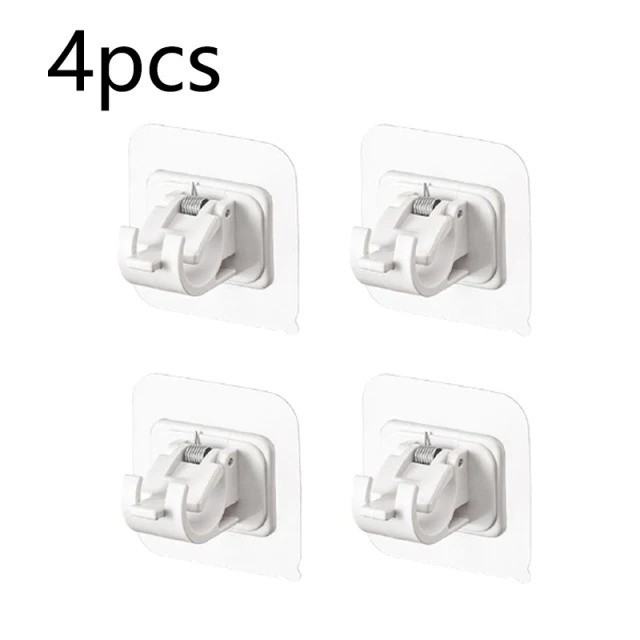 4PCS Adjustable Curtain Rod Clip Self Adhesive Clamp Hook Curtain Holder Wall