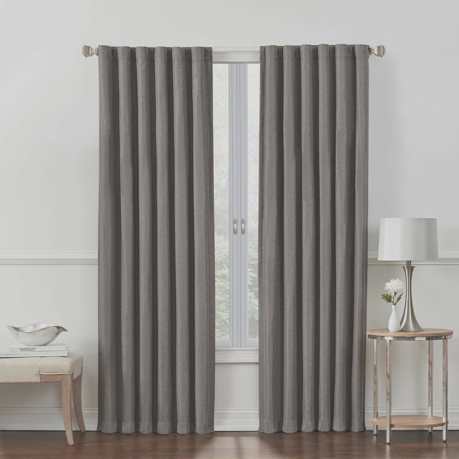 Insola Rockwell 84″ Rod Pocket/Backtab Room-Darkening Window Curtain Panel, Grey