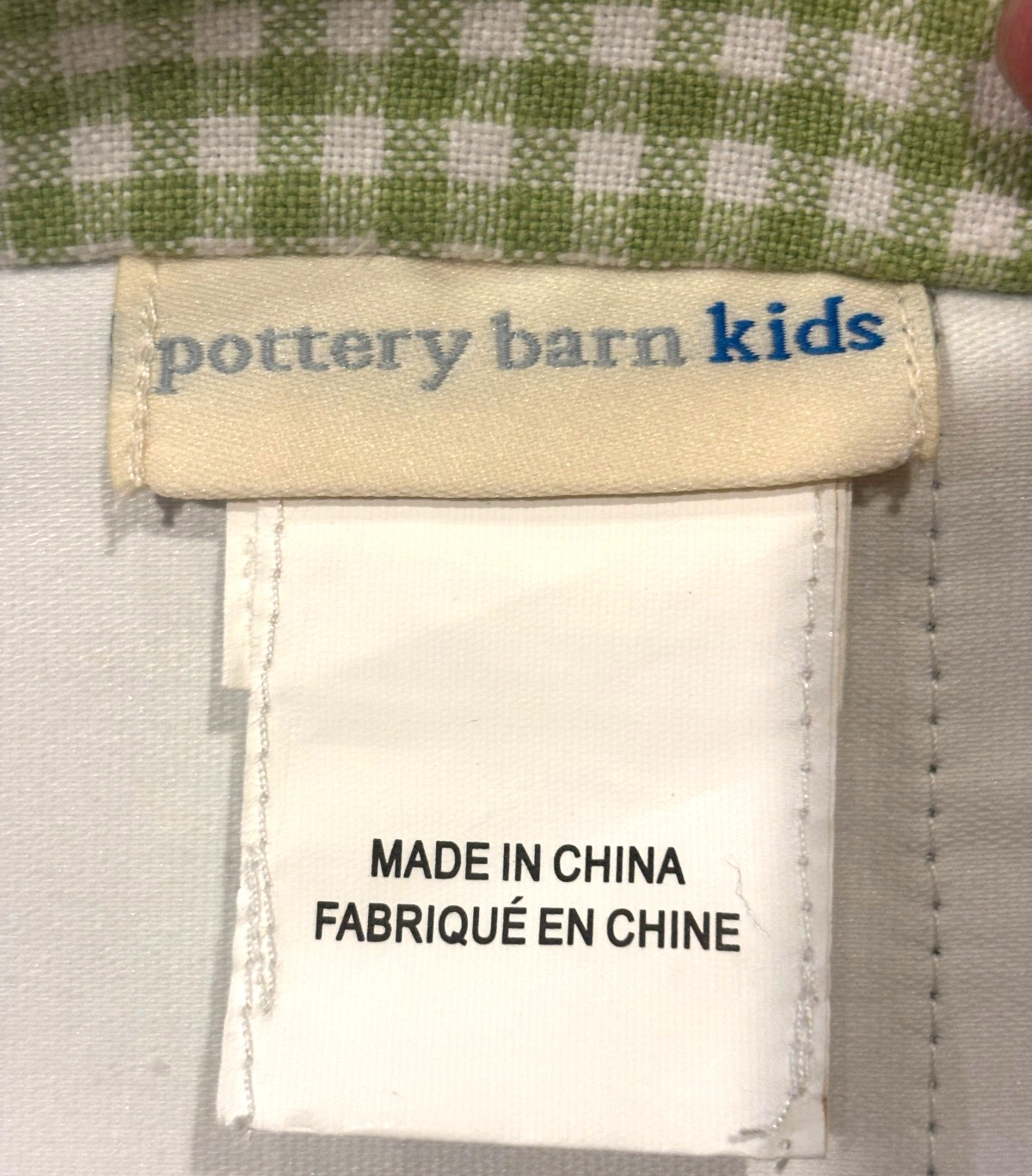 Pottery Barn Kids Lined Cotton Blackout Green Gingham Check Curtain Panel 44×84