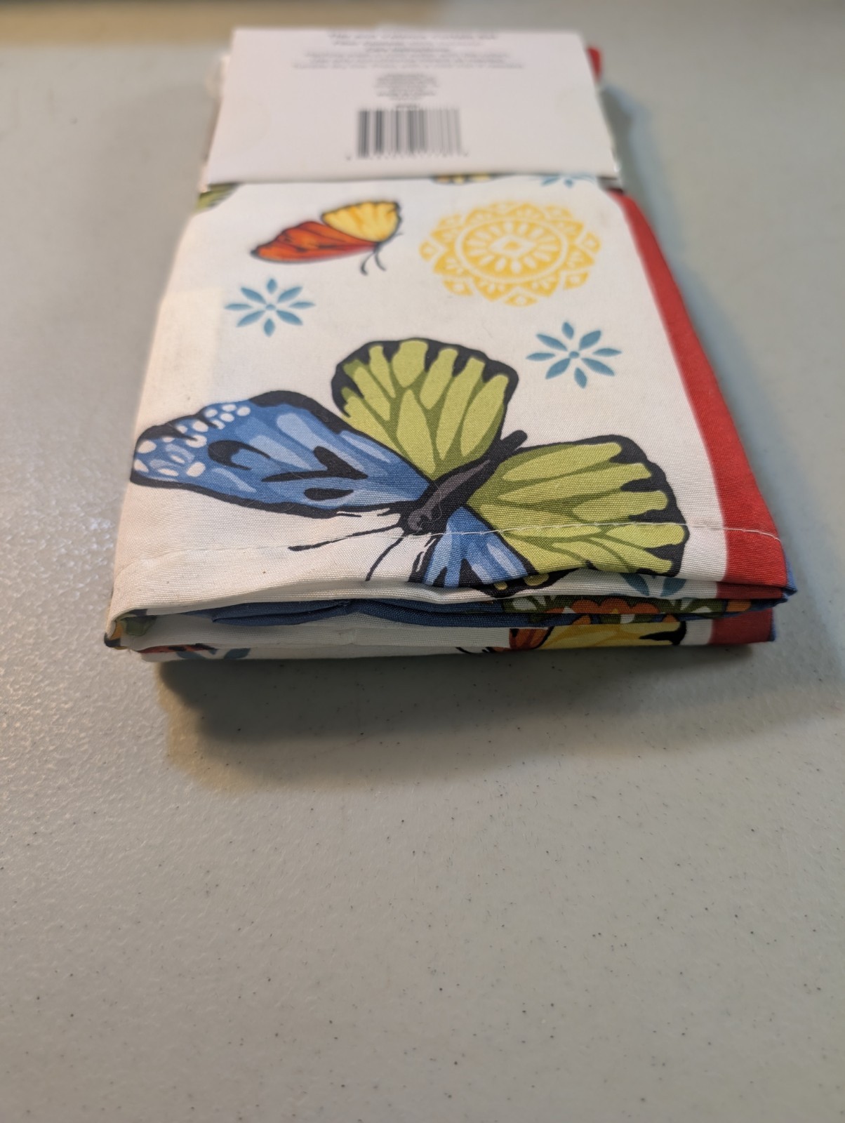 Trueliving 3 Piece Tier & Valance Curtain Set Rod Pocket Butterfly Flowers