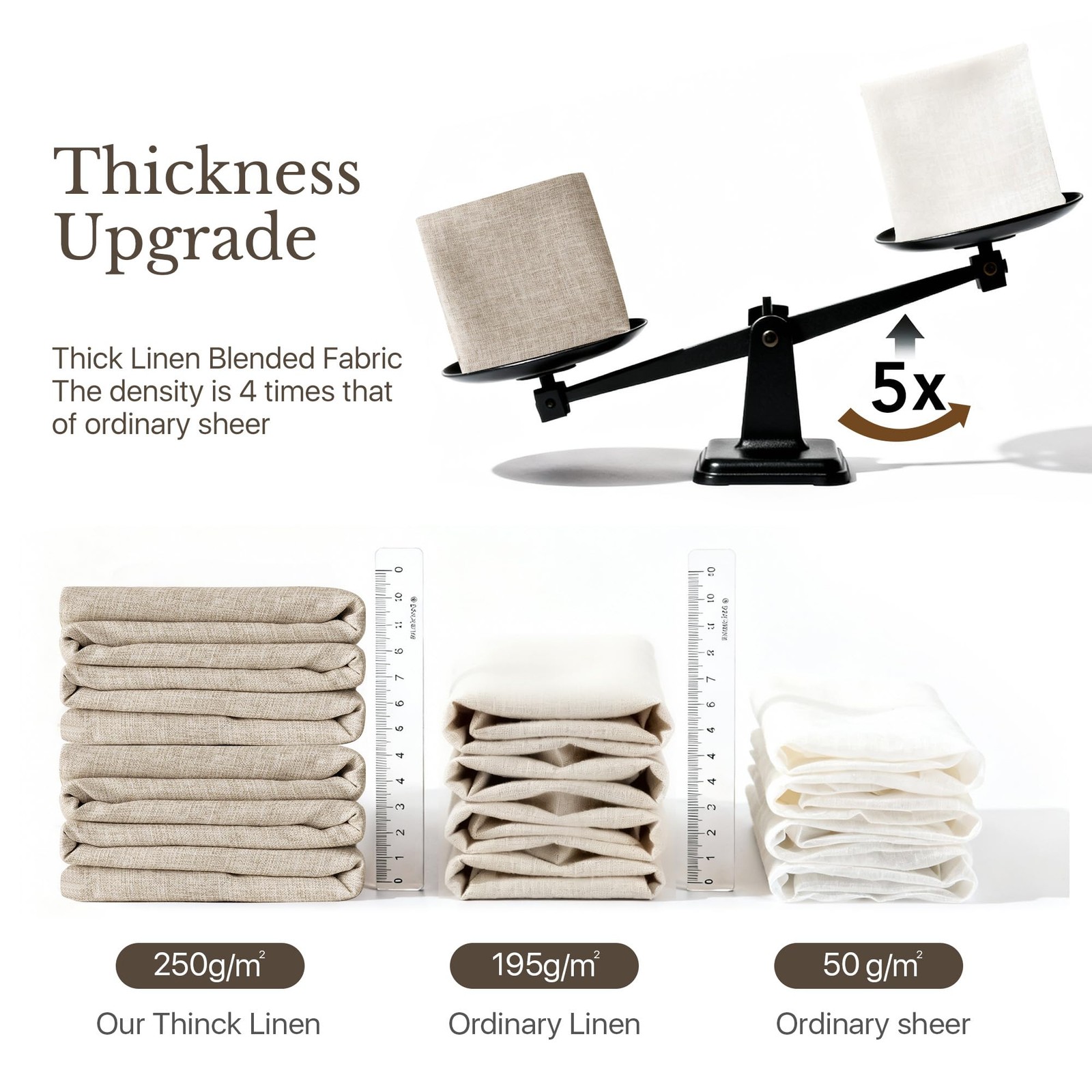 230 GSM Rich Natural Linen Blend Farmhouse Curtains 90 inches Long, Rod Pocke…
