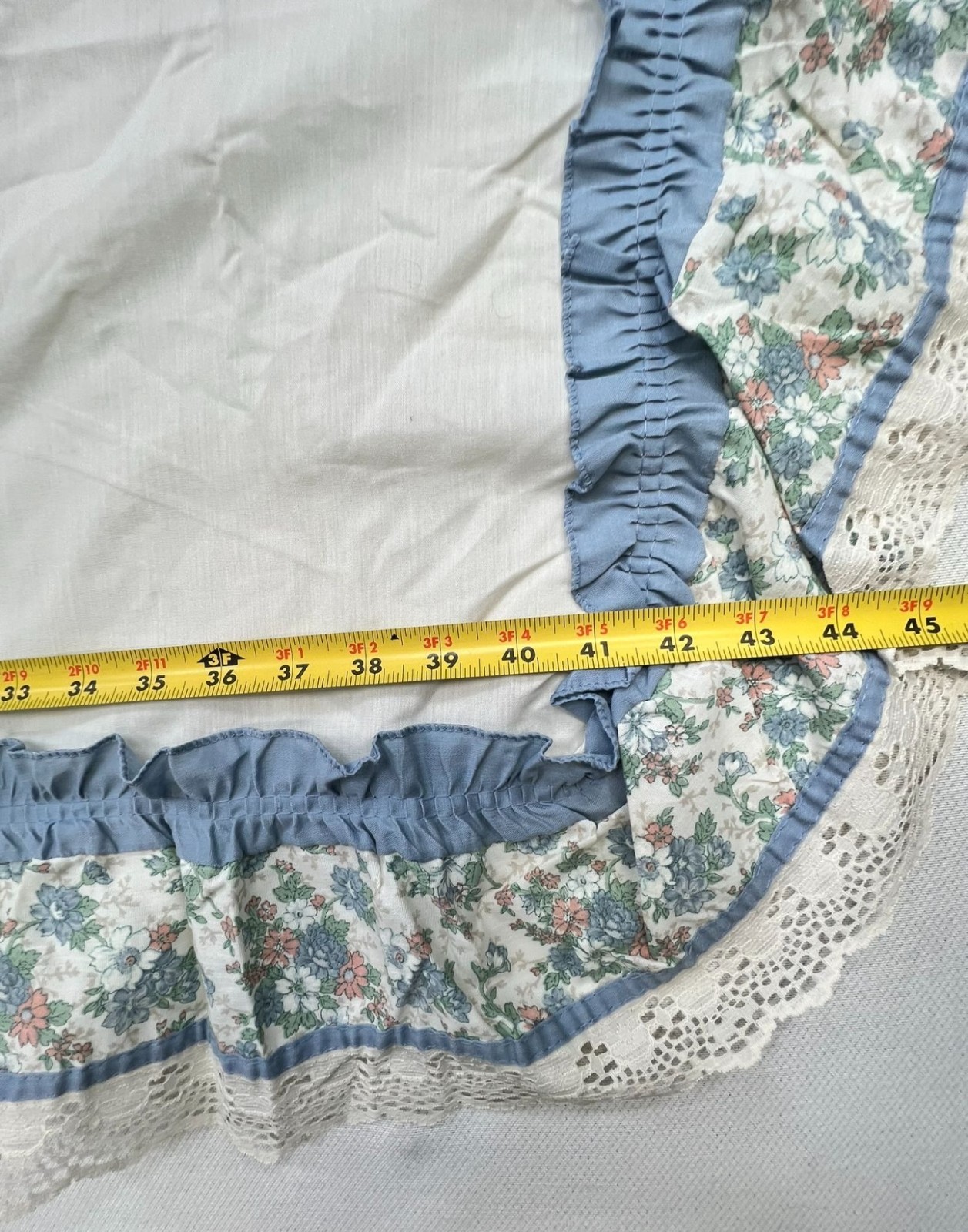 Vintage Country Floral Curtains Valance Tiers Blue Cottagecore Ruffle Lot of 8