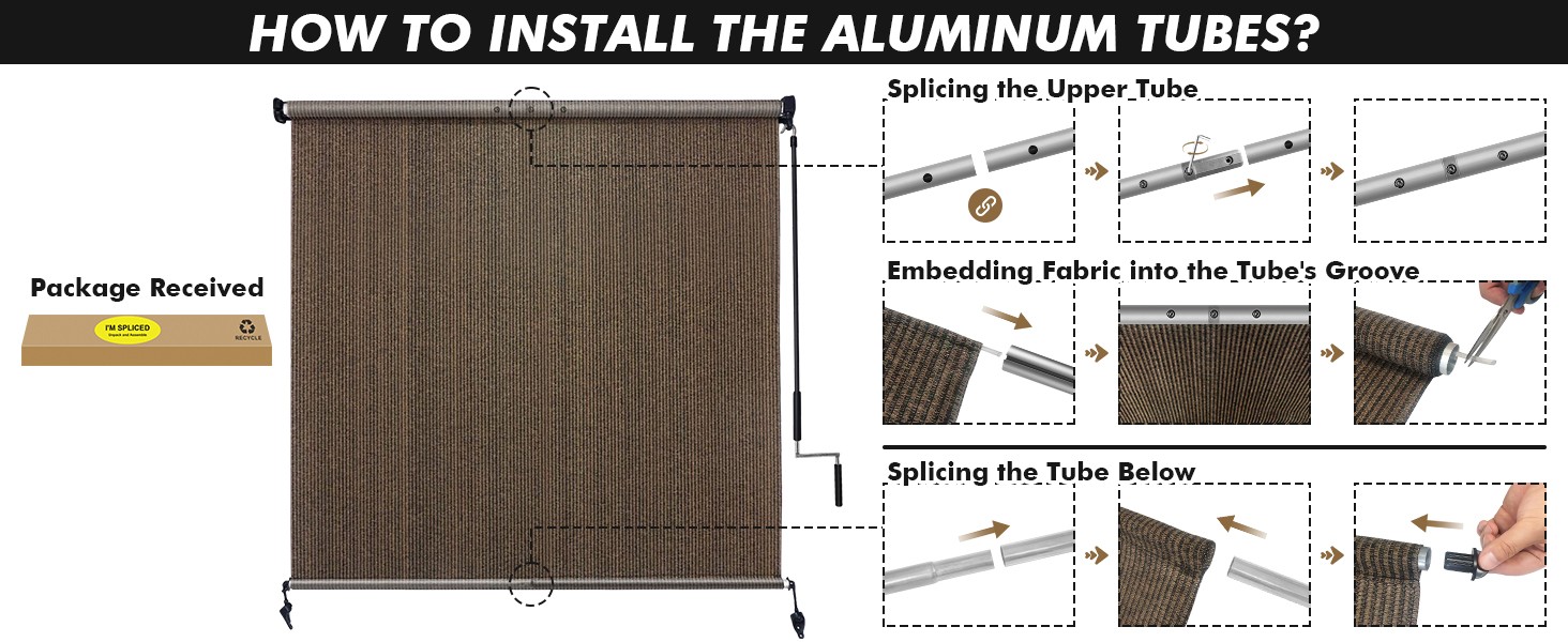 Outdoor Roller Shade 10′ W x 8′ H, Gray Exterior Cordless Patio Shades Roll Up