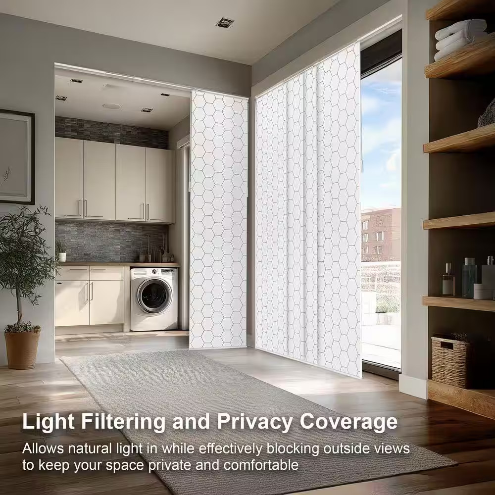Hexagon Cordless Light Filtering Adjustable Sliding Panel Track Blind with 23 In