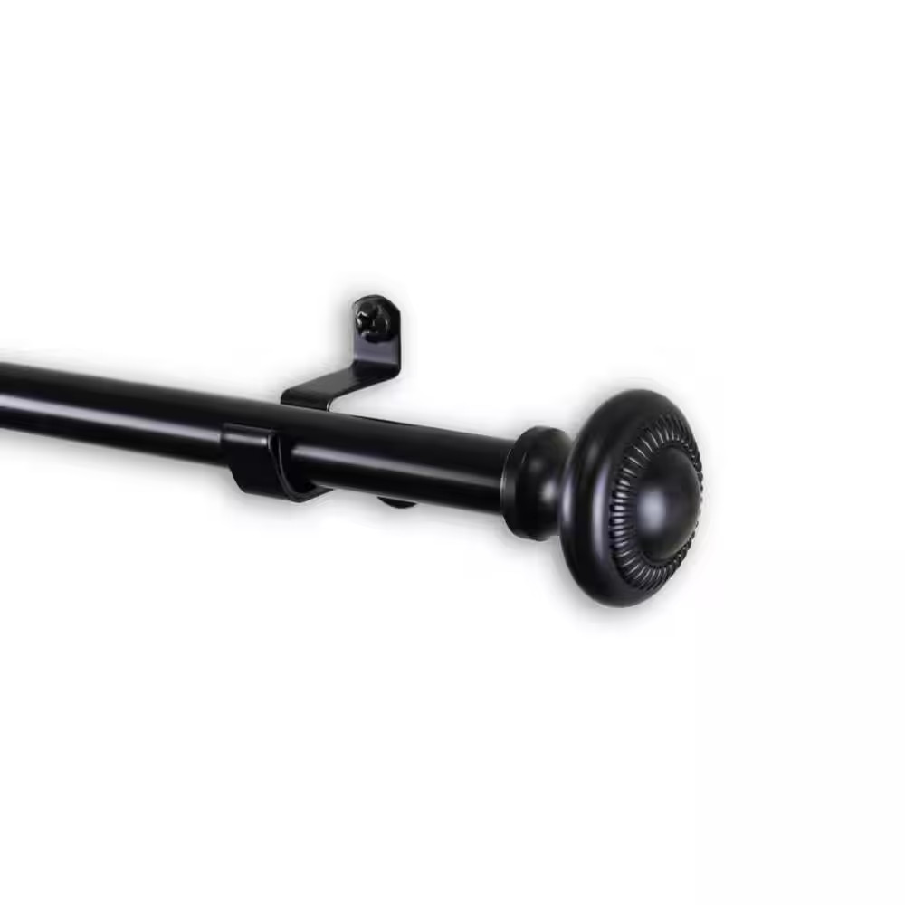 Pennant 7/16 In. Cafe Single Curtain Rod 18 In.To 28 In. in Black