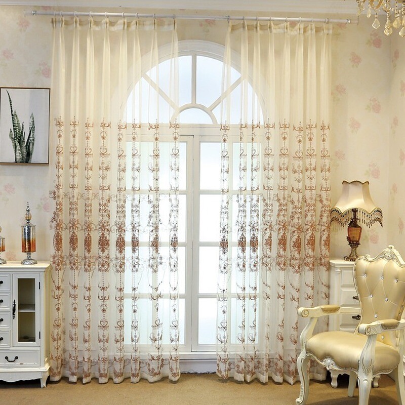 Floral Embroidery Tulle Fabric Sewing Material DIY Curtain Drape Panel By Meter