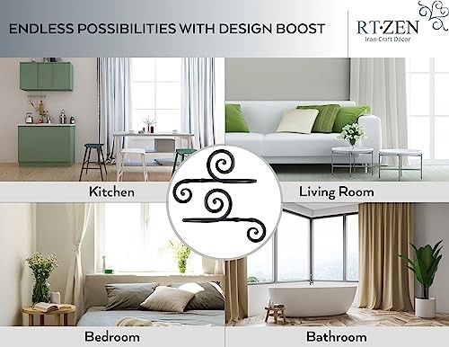 RTZEN Decorative Large Curtain Holdbacks – Set of 2 – Wrought Iron Window