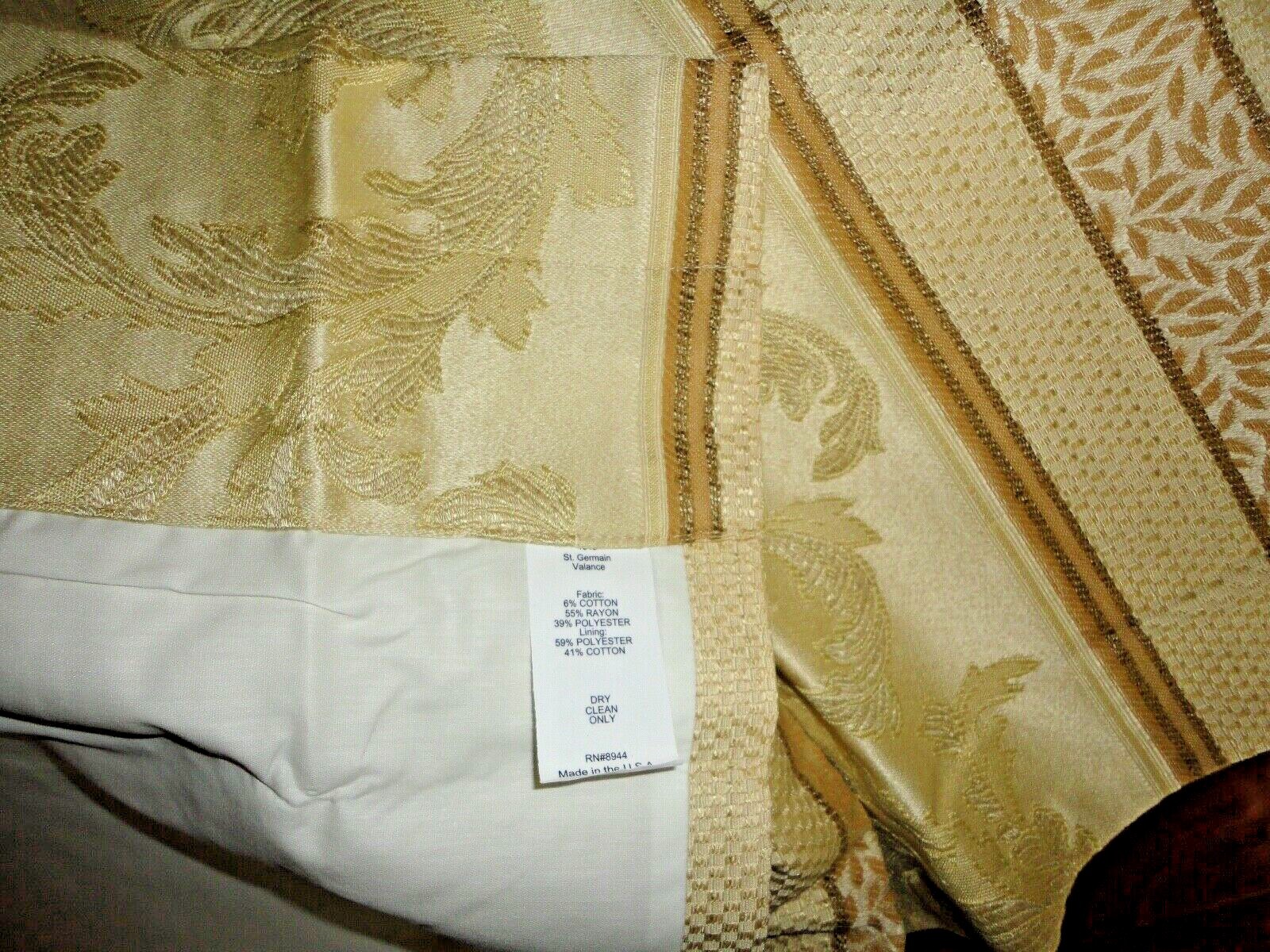 ROSE TREE ST. GERMAIN GOLD JACQUARD FERNWOOD (1) LINED TAILORED VALANCE 14X80