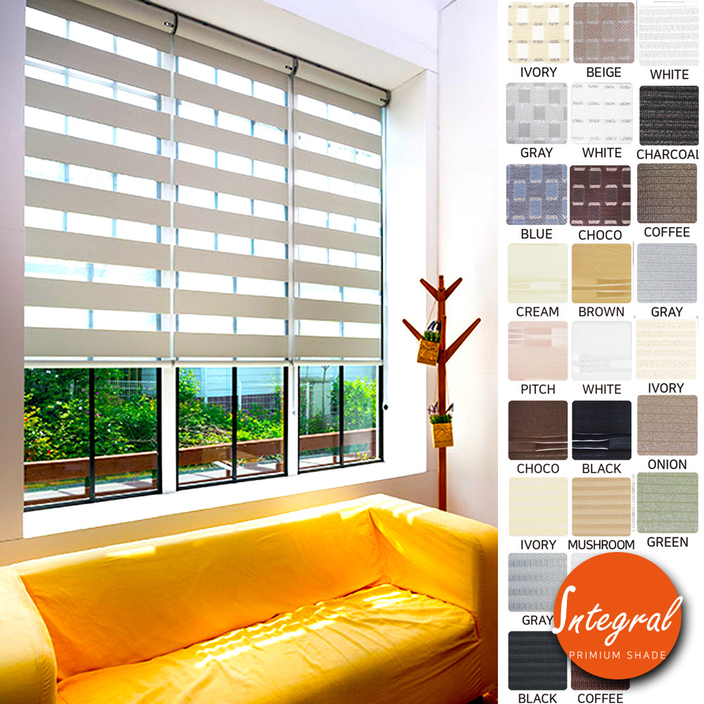 Window Blinds Unique Light Filtering Sheer Shade Double Roller Shade Custom Made