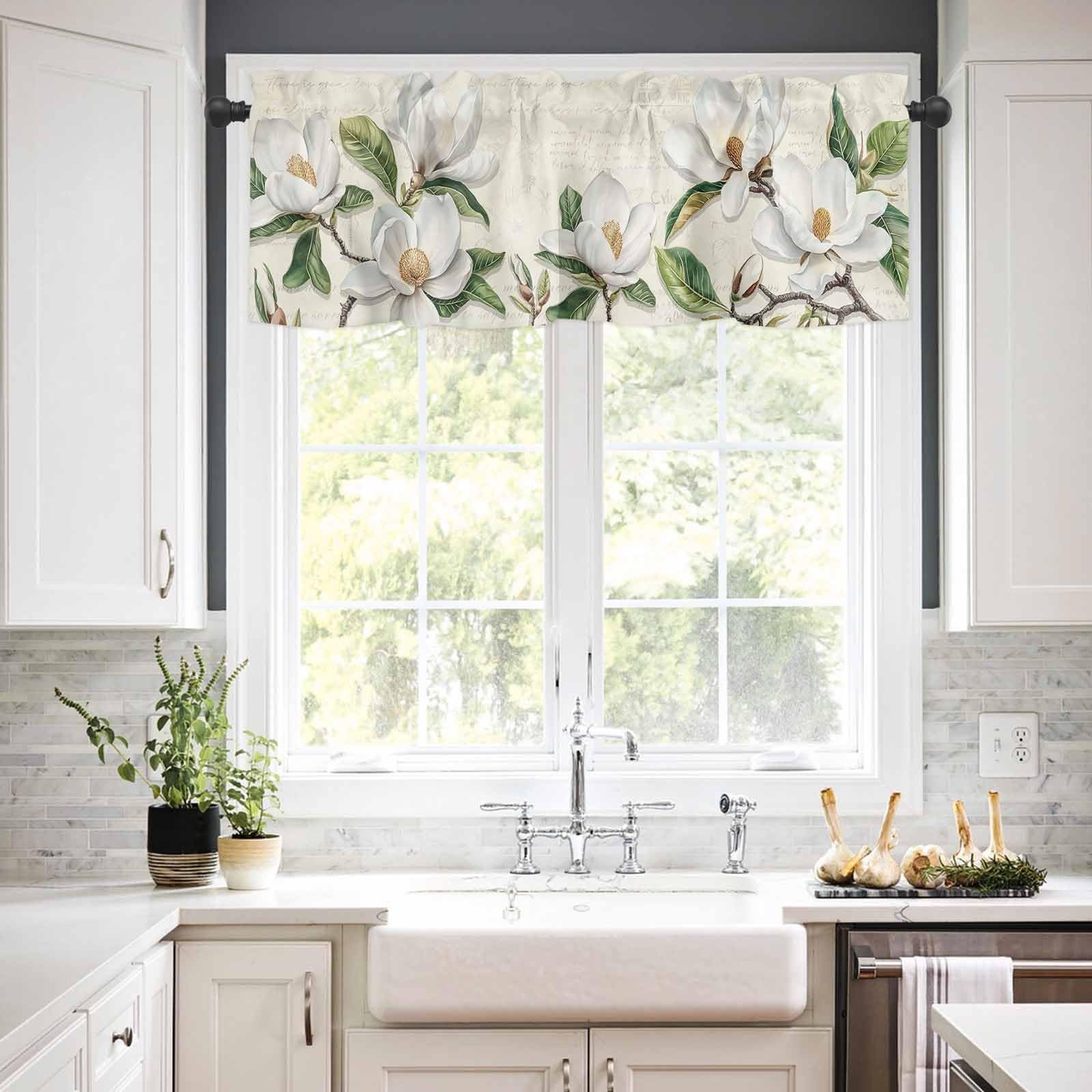 Flowers Valances for Windows Spring White Magnolia Vintage Postcard Window Tr…