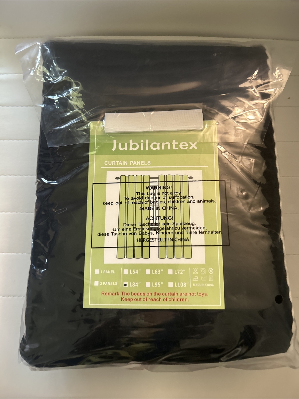 Jubilantex White and Black 100% Light Blocking Blackout Curtains 2Panels84”Long