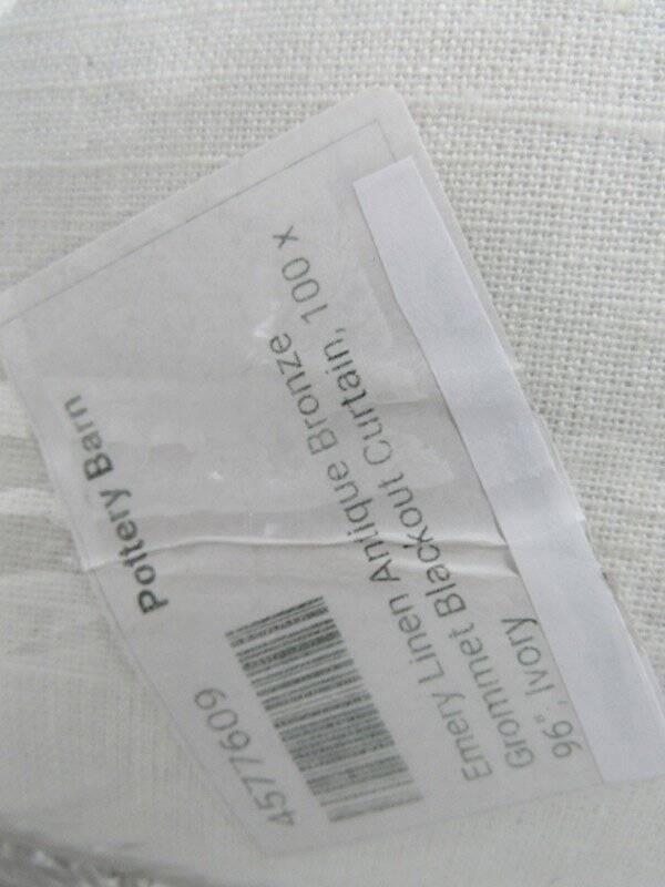 Pottery Barn Emery Linen Antique Bronze Grommet B/O Curtain 100 x 96′ Ivory New