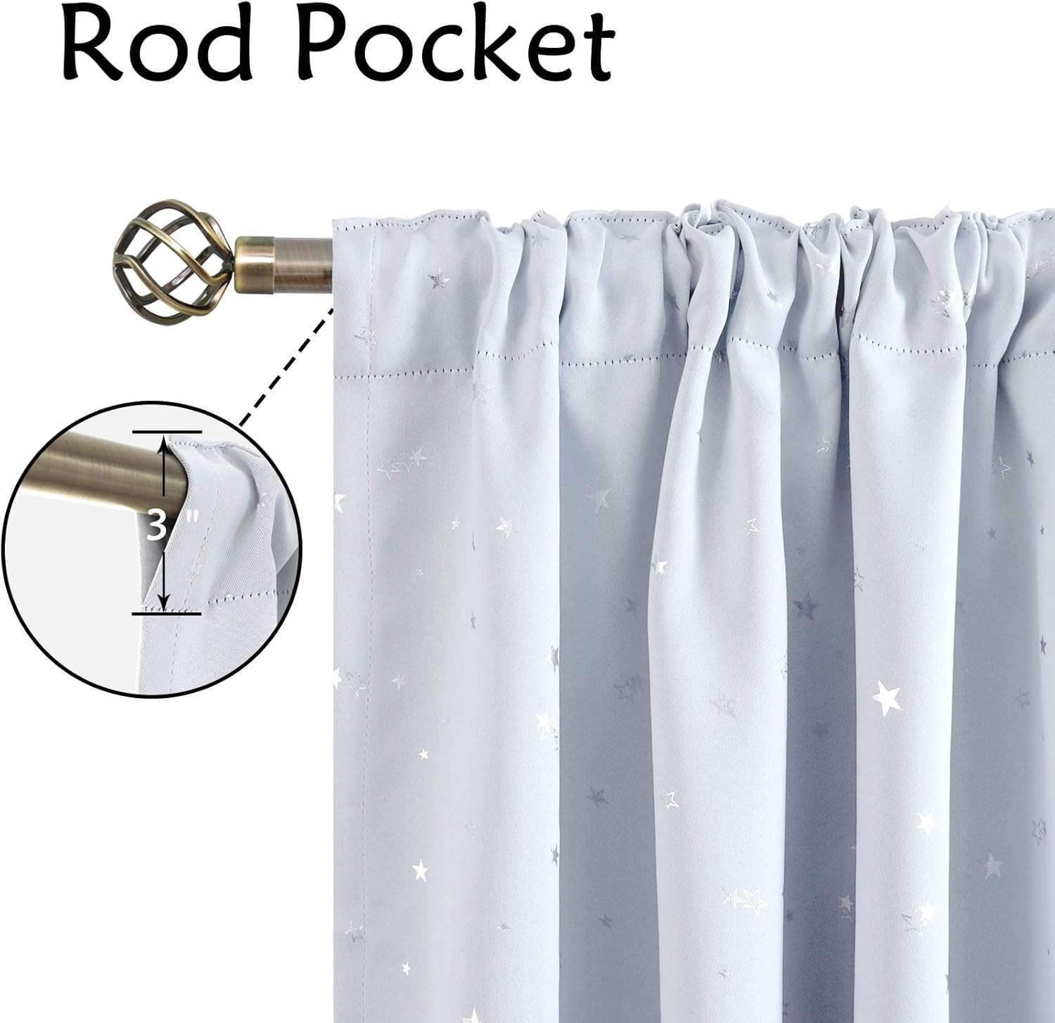 BGment Kids Light Grey Blackout Curtains 52 Wide x 63 Long New FREE SHIPPING