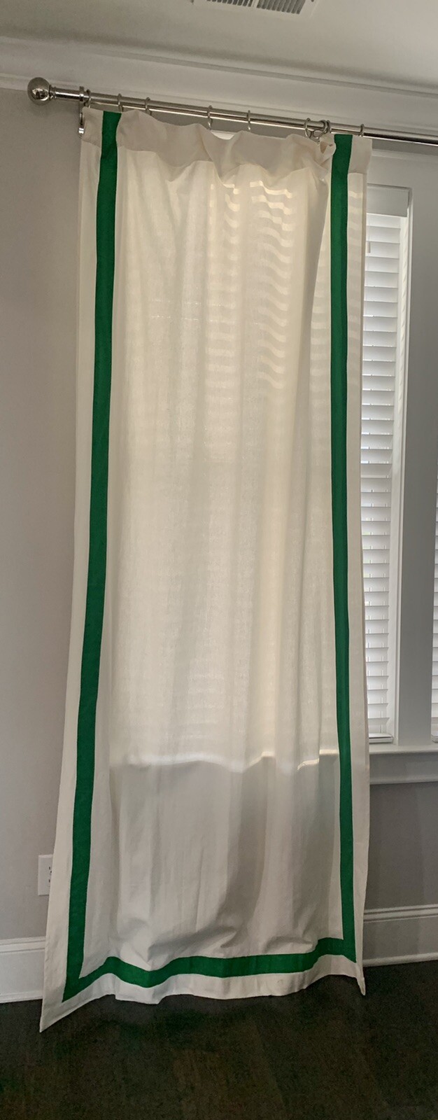 custom Ivory & Green border curtains 100 x 50 set of 2