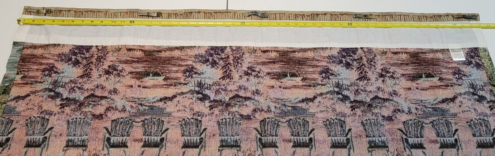 Croscill Tapestry Valance Fishing Cabin Mountain Lake Rustic Panel Painterly Vtg